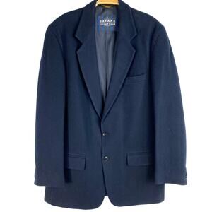 Savane Friday Wear Wool Blazer Sport Coat Jacket Men 40L Classic Navy Preppy